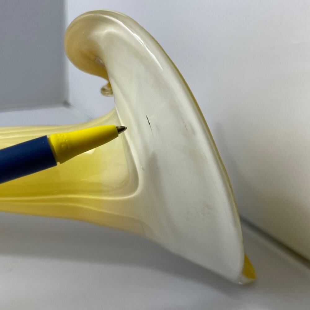 Hand Blown Jack In The Pulpit Calla Lily Art Glass Vase 15.5" Ombre Yellow Teal‎ - Picture 7 of 12